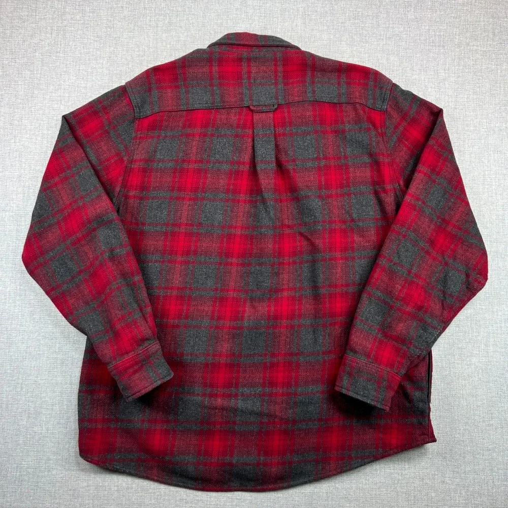 Orvis Big Bear Heavyweight Flannel Shirt Men XL Red Gray Plaid Pockets Utility - Picture 5 of 11
